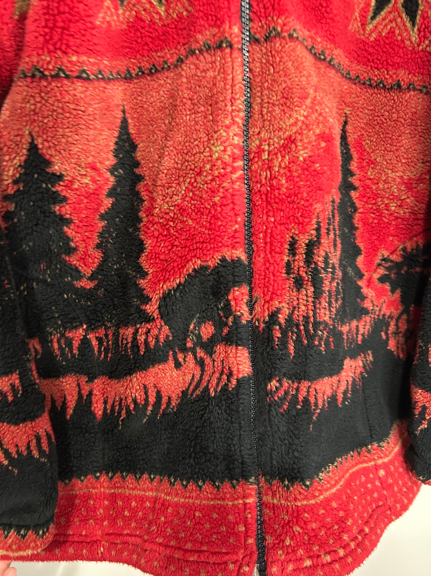 Deep Red Soft-Touch Camping Fleece Vintage Americana