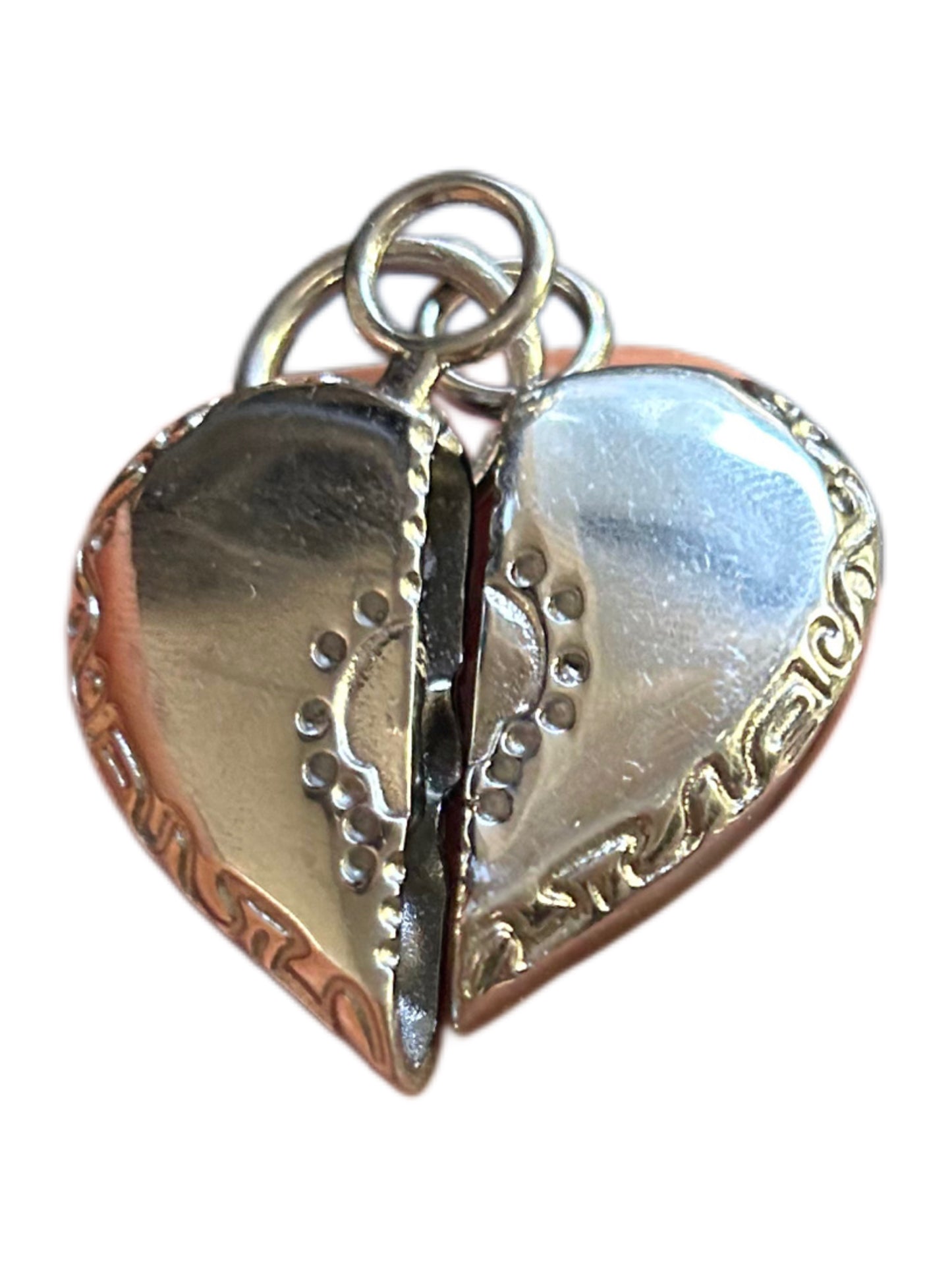 Vintage 3 Piece Heart Locket Charm - Celestial Moon & Sun