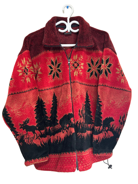Deep Red Soft-Touch Camping Fleece Vintage Americana
